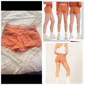 Levi's 501 Button Fly Cutoff 100% Cotton Denim Short Shorts. Burnt Orange